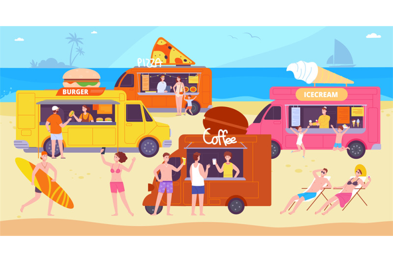 beach-van-festival-tourists-food-truck-trailer-coffee-kiosk-tropical