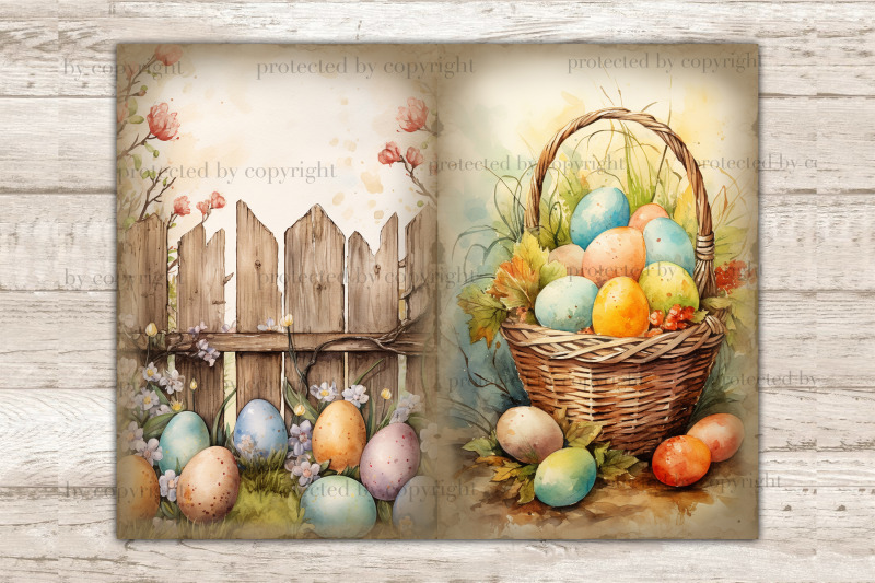 rustic-easter-junk-journal-pages-spring-digital-art