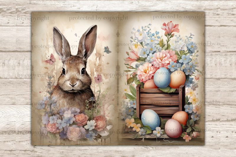 rustic-easter-junk-journal-pages-spring-digital-art