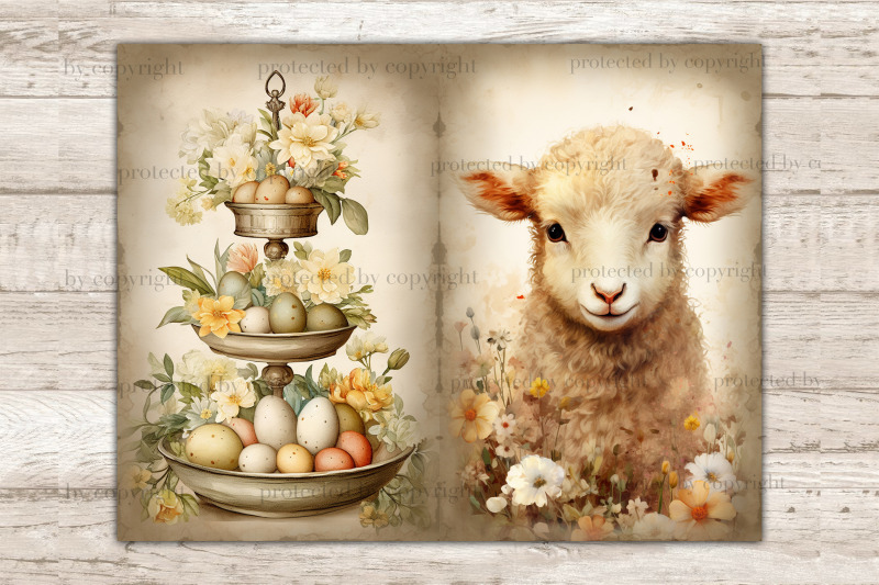 rustic-easter-junk-journal-pages-spring-digital-art