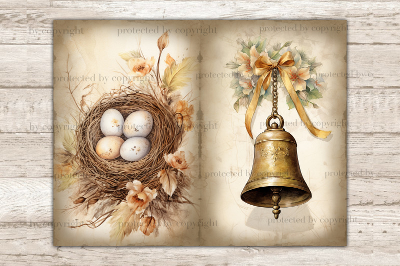 rustic-easter-junk-journal-pages-spring-digital-art