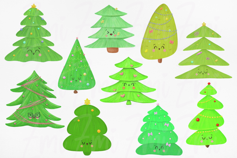 cute-christmas-trees-kawaii-png-bundle