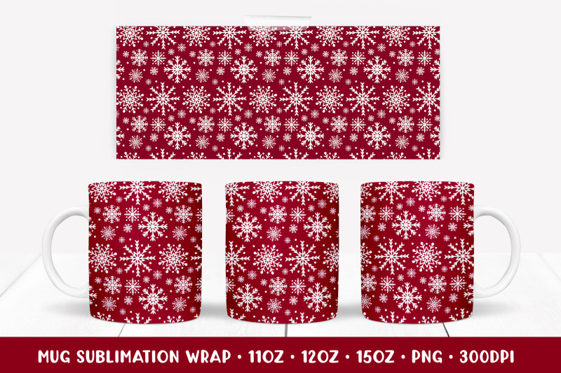 winter-snowflakes-mug-sublimation-design-red-mug-wrap