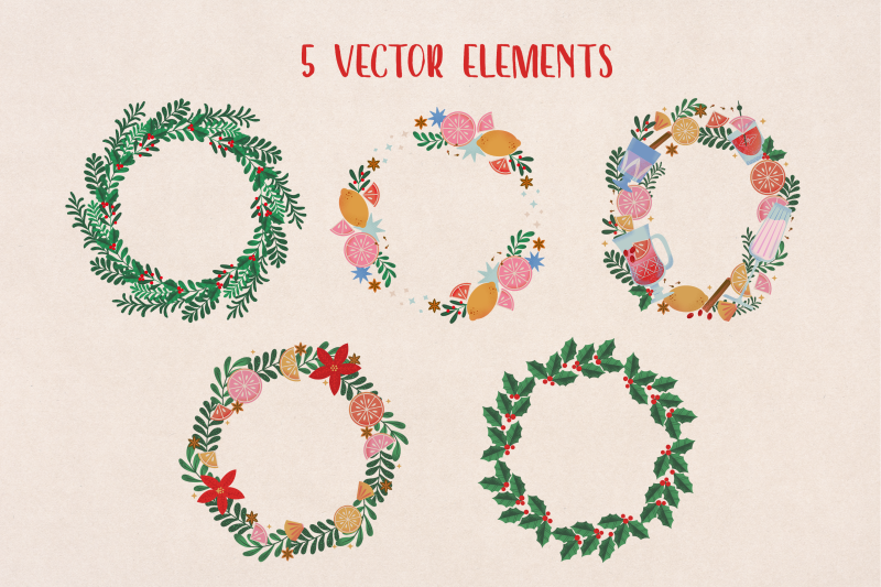 festive-wreaths-amp-fruit-png-colorful-holiday-wreaths-png-citrus-fr