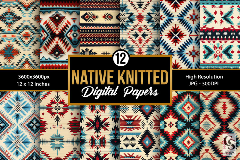 native-american-knitted-digital-papers