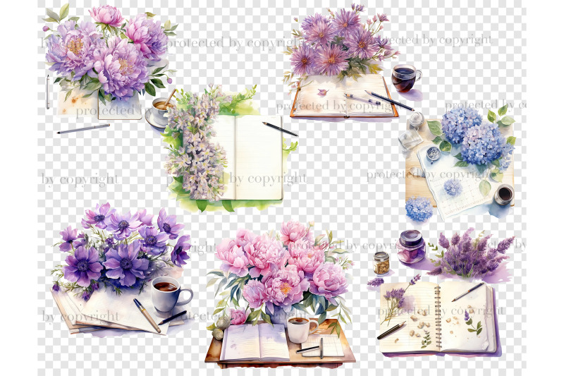 planner-and-flowers-clipart-spring-planner-bundle