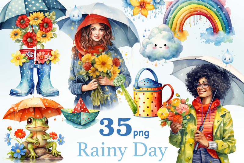 rainy-day-clipart-spring-clipart-bundle