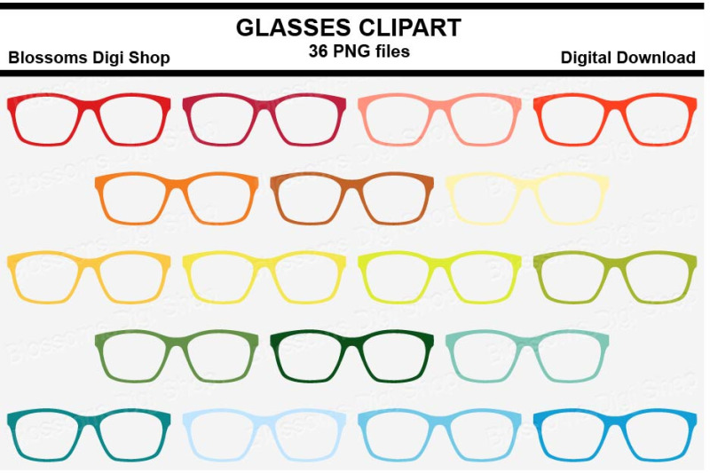 glasses-sticker-clipart-36-files-multi-colours