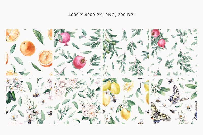 tender-fruits-watercolor-patterns-and-borders