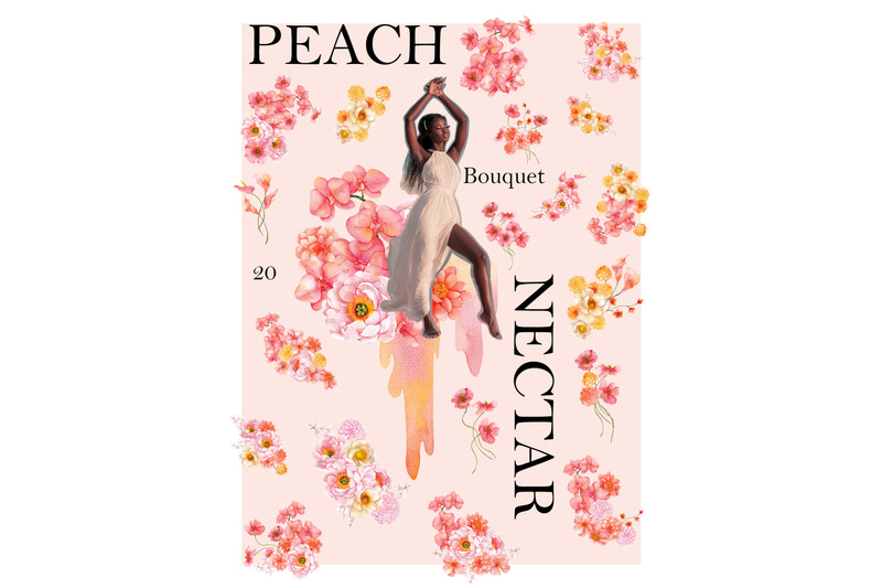 peach-nectar-watercolor-hand-draw-collection