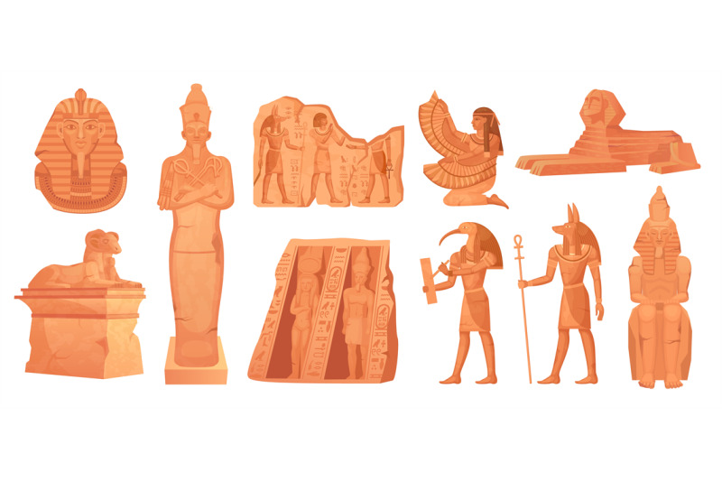 egyptian-stone-statue-ancient-clay-figurines-or-rock-monuments-of-god