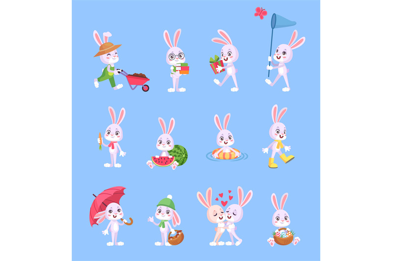 cartoon-rabbit-poses-hare-creative-pose-crazy-bunnies-collection-eas