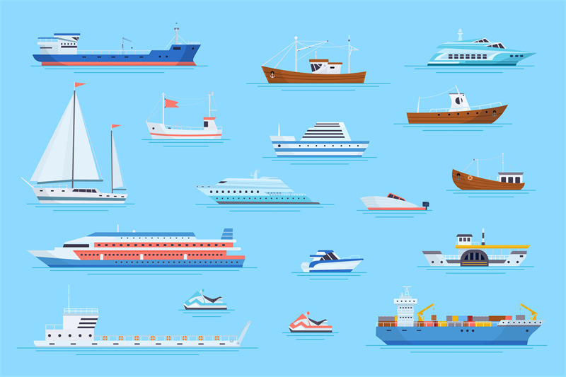 cartoon-ships-harbor-marine-carrier-boats-on-river-ferry-port-dock-si