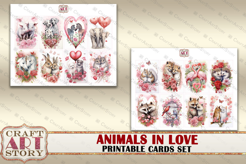 valentines-animals-cards-set-animals-in-love-digital-papers