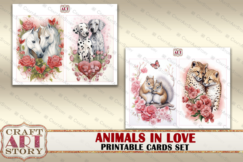 valentines-animals-cards-set-animals-in-love-digital-papers