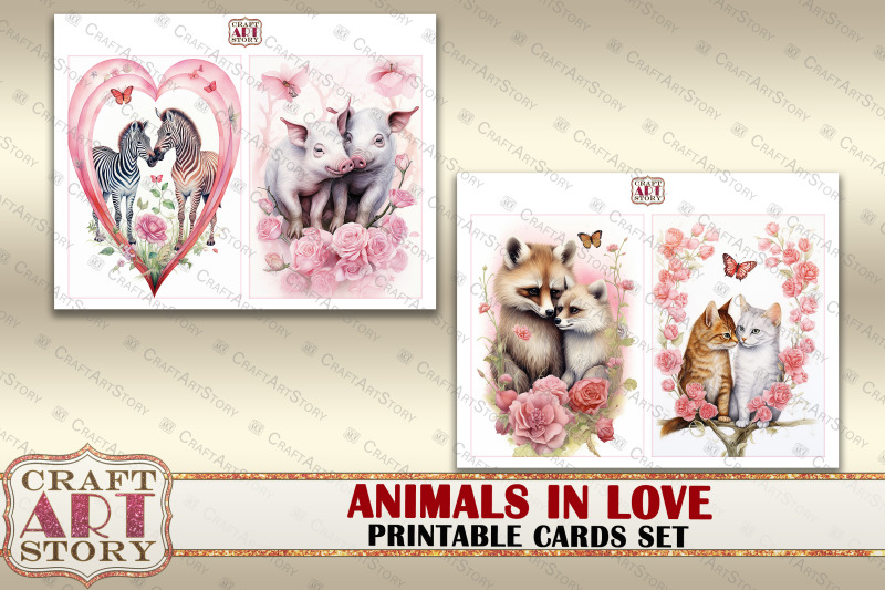 valentines-animals-cards-set-animals-in-love-digital-papers