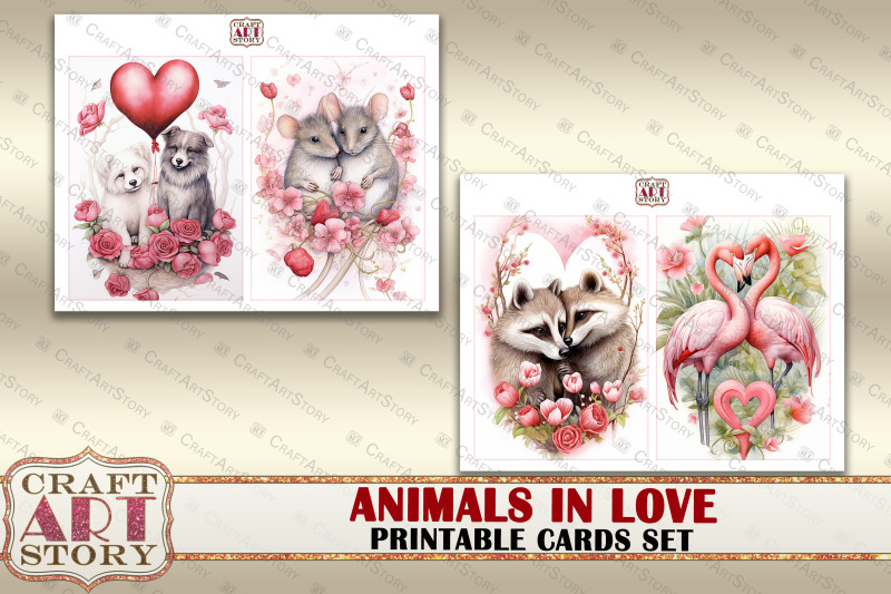 valentines-animals-cards-set-animals-in-love-digital-papers