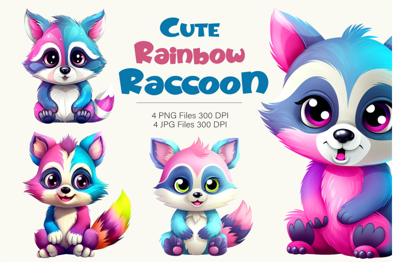 cute-rainbow-raccoons-tshirt-sticker