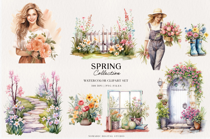 watercolor-spring-cottagecore-clipart-collection-png