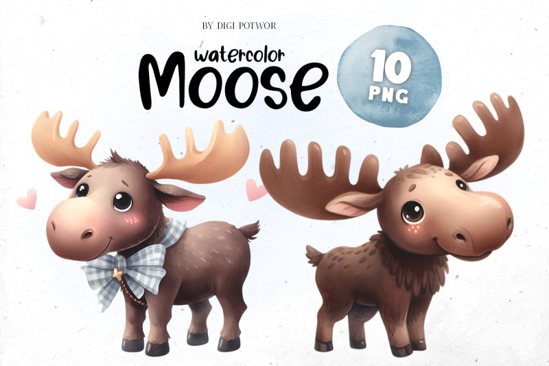 cute-watercolor-moose-bundle-png-cliparts
