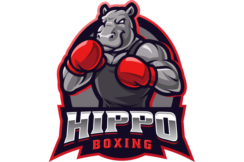 hippo-boxing-esport-mascot-logo-design