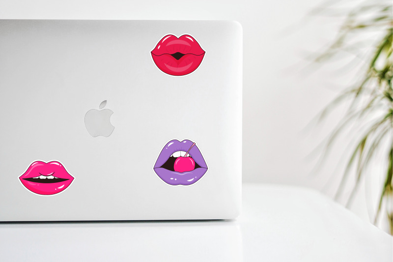 lips-stickers-set
