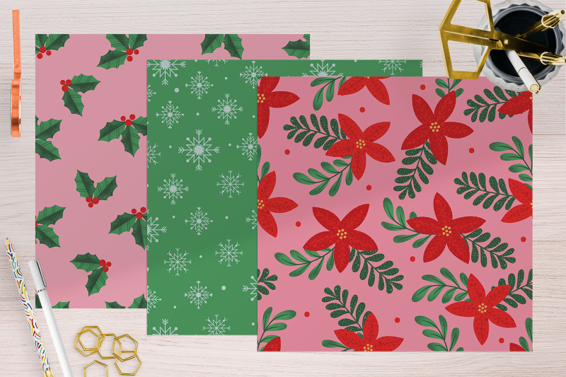 winter-festive-digital-papers-retro-pattern-bundle-christmas-winter