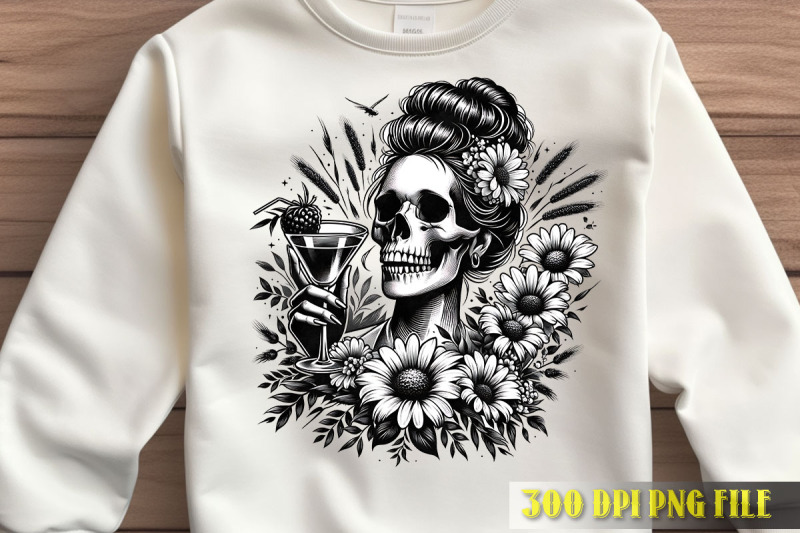 skull-with-daisy-chain