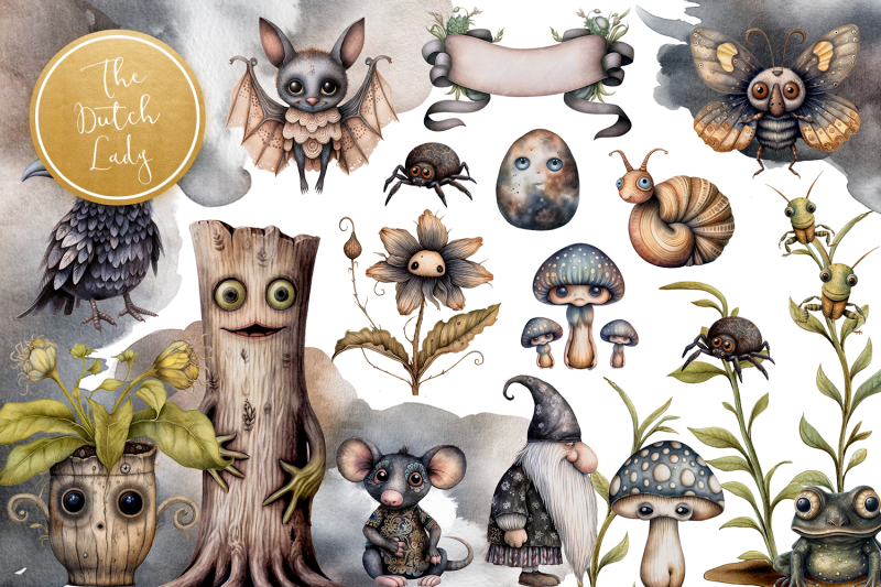 whimsical-garden-creatures-clipart-set