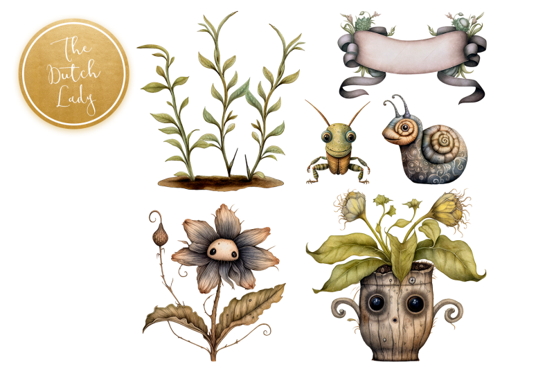 whimsical-garden-creatures-clipart-set