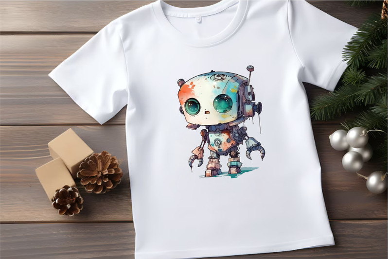 cute-watercolor-robots-tshirt-sticker