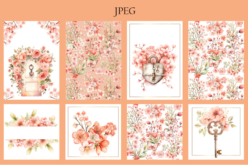 peach-fuzz-floral-invitations