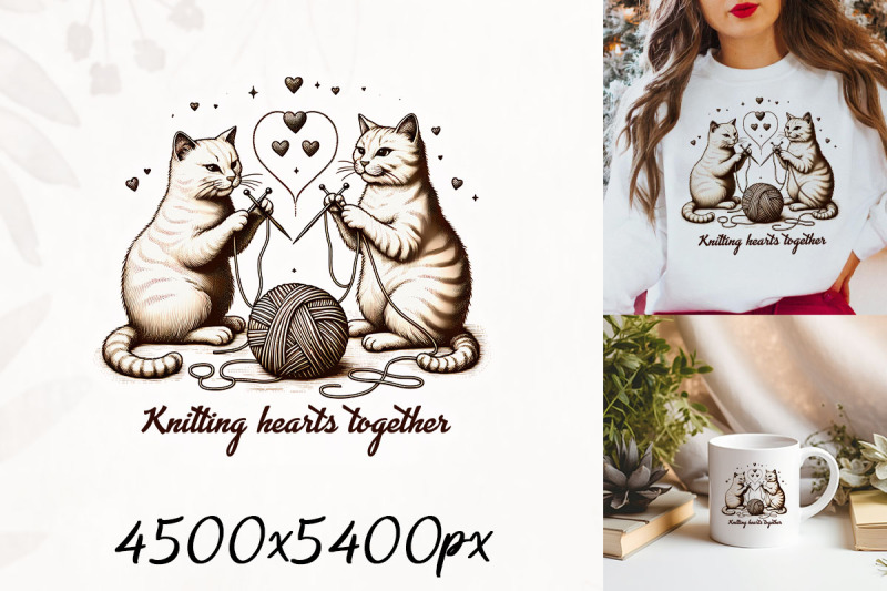 knitting-cats-hearts-art