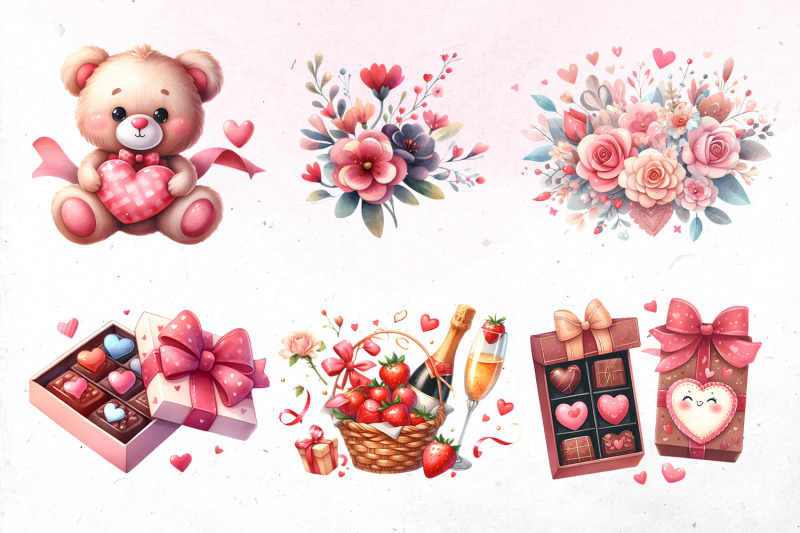 cute-watercolor-valentine-039-s-day-bundle-png-cliparts
