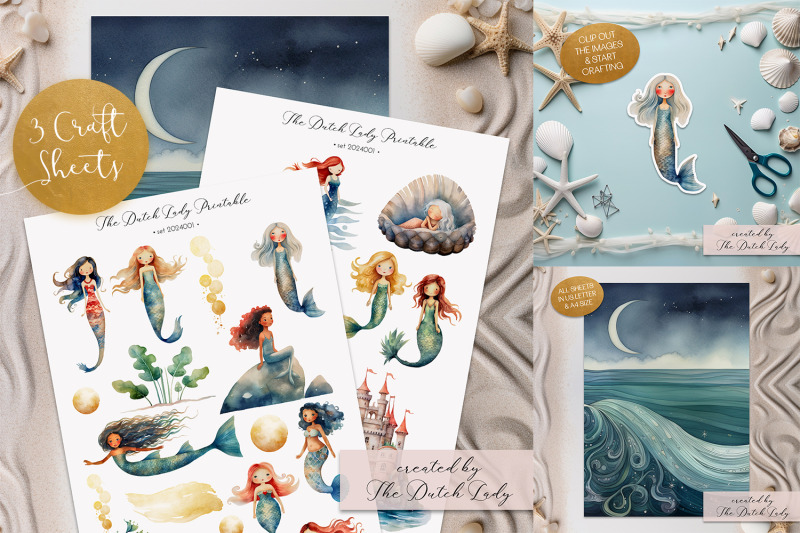 printable-craft-sheets-mermaid-theme