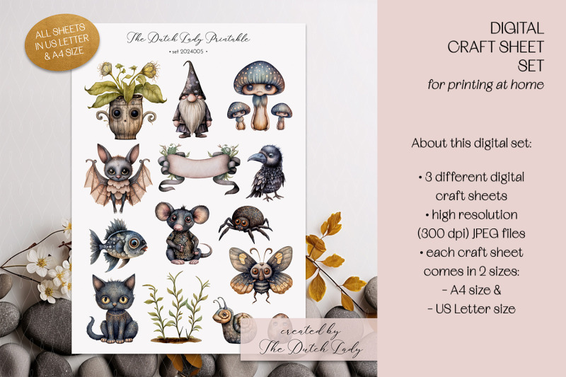 printable-craft-sheets-whimsical-garden-creatures-theme