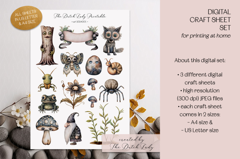 printable-craft-sheets-whimsical-garden-creatures-theme