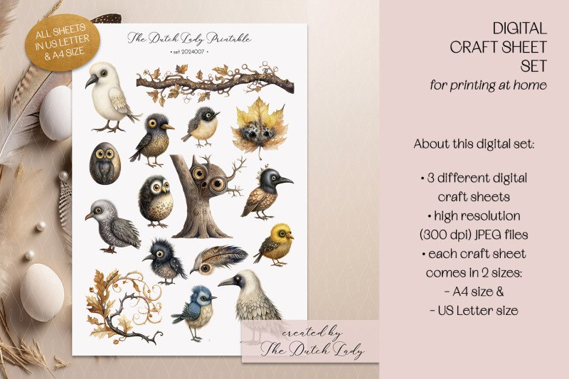 printable-craft-sheets-dark-garden-birds-theme