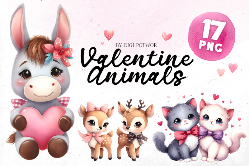 cute-watercolor-valentine-animals-bundle-png-cliparts