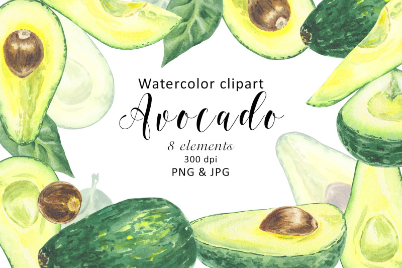 watercolor-avocado-clipart-fruit-tropic