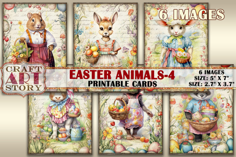 easter-animals-4-picture-collage-cards-atc-spring