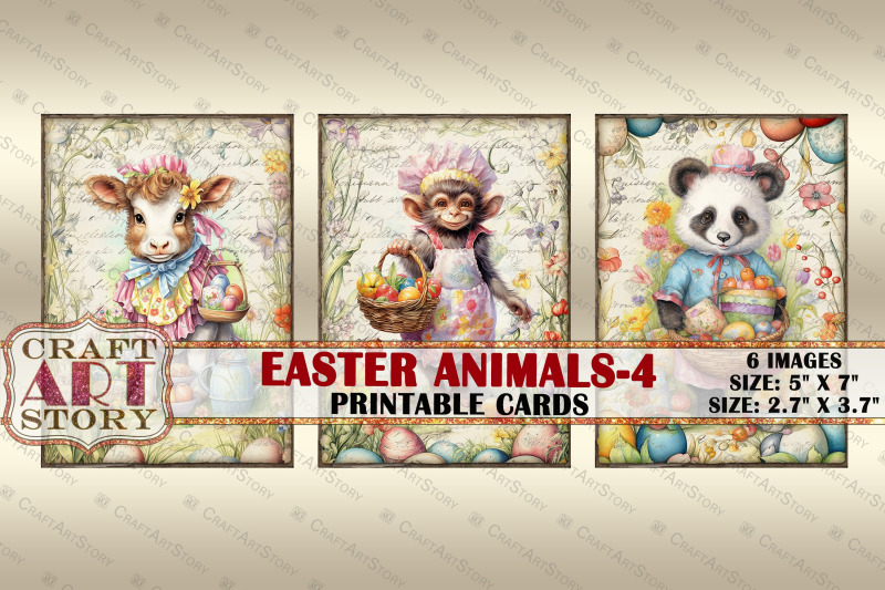 easter-animals-4-picture-collage-cards-atc-spring