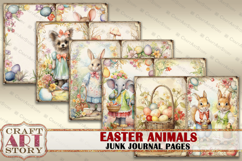 easter-animals-junk-journal-kit-printable-collage-pages