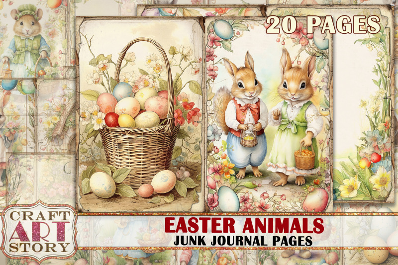 easter-animals-junk-journal-kit-printable-collage-pages