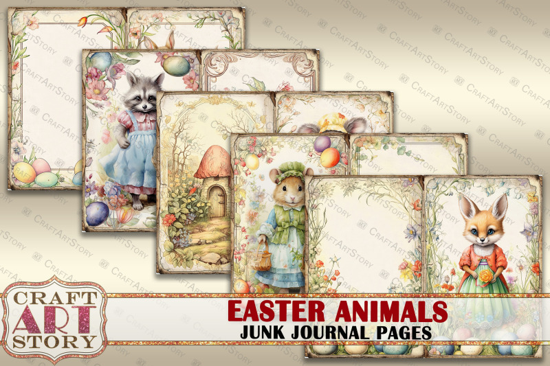 easter-animals-junk-journal-kit-printable-collage-pages