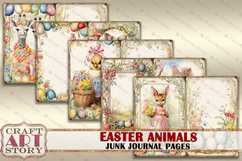 easter-animals-junk-journal-kit-printable-collage-pages