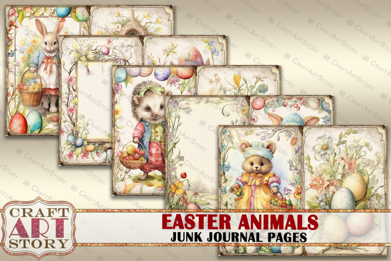 easter-animals-junk-journal-kit-printable-collage-pages