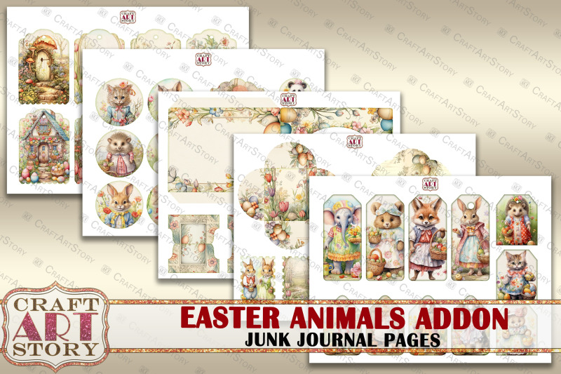 easter-animals-junk-journal-kit-collage-pages-addon