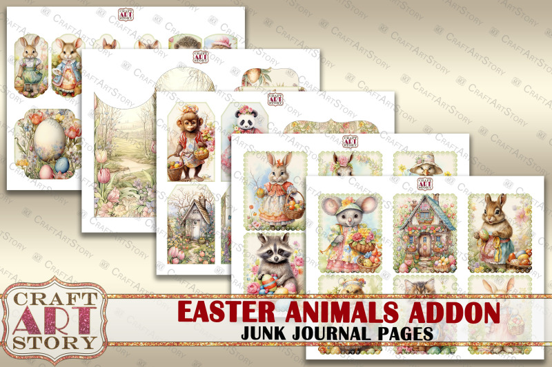 easter-animals-junk-journal-kit-collage-pages-addon