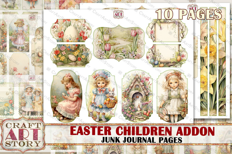 easter-children-junk-journal-kit-collage-pages-addon